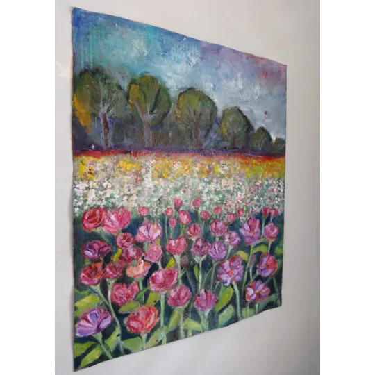 Wild Flower Meadow Oil Painting