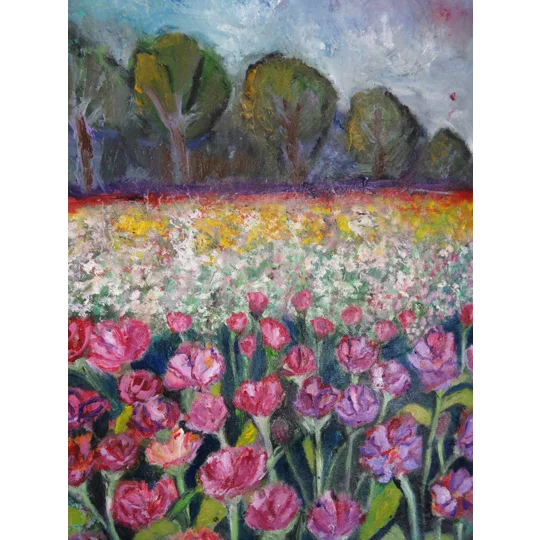 Wild Flower Meadow Oil Painting