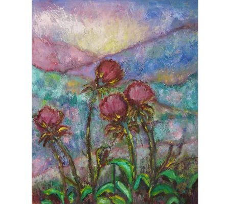 SOLD - Holy Thistles on the Hills Oil Painting