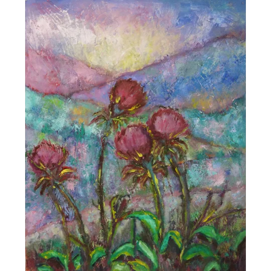 SOLD - Holy Thistles on the Hills Oil Painting
