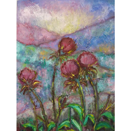 SOLD - Holy Thistles on the Hills Oil Painting