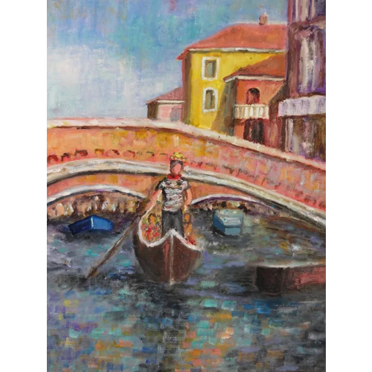 Original Hand-Painted Gondolas in Venice Oil Painting | 12"x 17"