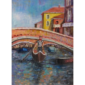 Gondolas in Venice - Oil Painting