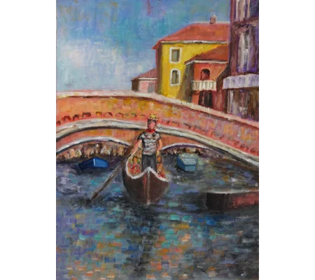Original Hand-Painted Gondolas in Venice Oil Painting | 12"x 17"