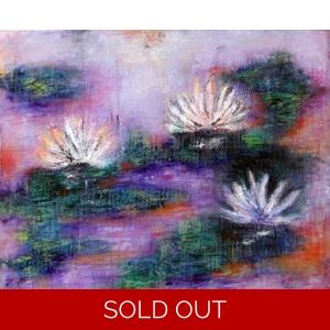 SOLD - Abstract Water Lily Pond Mixed Media Painting