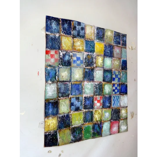 Sold - Colorful Mosaic on the Wall Oil Painting