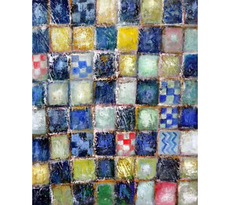 Sold - Colorful Mosaic on the Wall Oil Painting