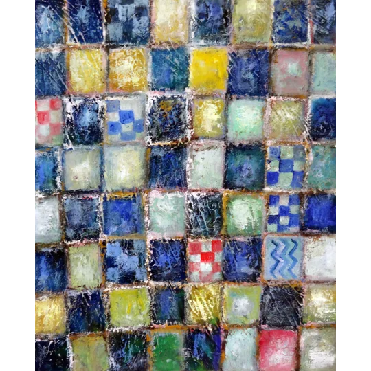 Sold - Colorful Mosaic on the Wall Oil Painting