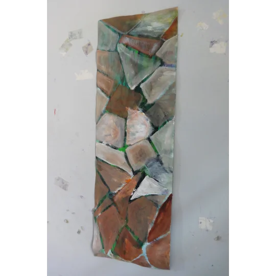 Broken Mosaic Tiles on the Wall Acrylic Paintings (Set of 2 Paintings)