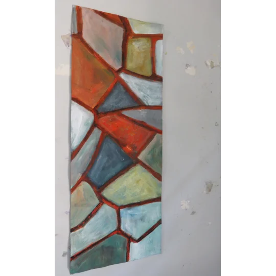 Broken Mosaic Tiles on the Wall Acrylic Paintings (Set of 2 Paintings)