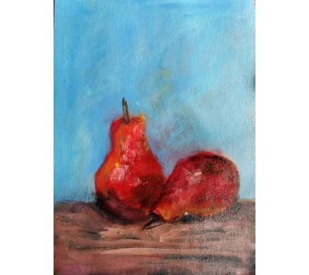 Two red pears oil painting