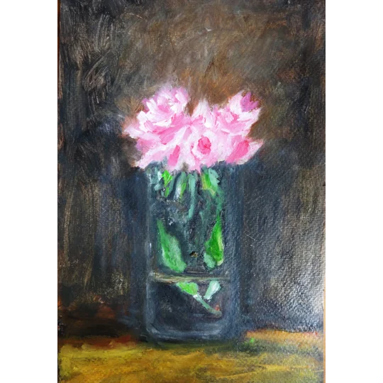 Flowers in the Vase Oil Paintings (Set of 2 paintings)