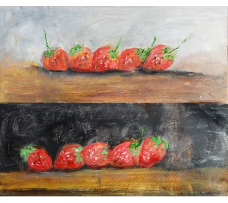 Strawberries Oil Paintings (Set of 2 paintings)