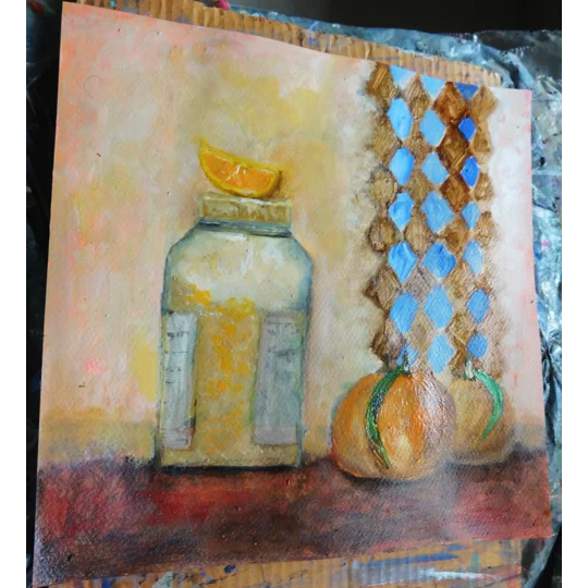 Orange Jam Bottle with Oranges Oil Painting