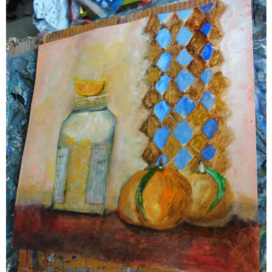 Orange Jam Bottle with Oranges Oil Painting