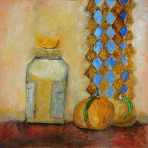 Orange Jam Bottle with Oranges Oil Painting
