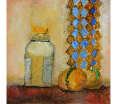 Orange Jam Bottle with Oranges Oil Painting