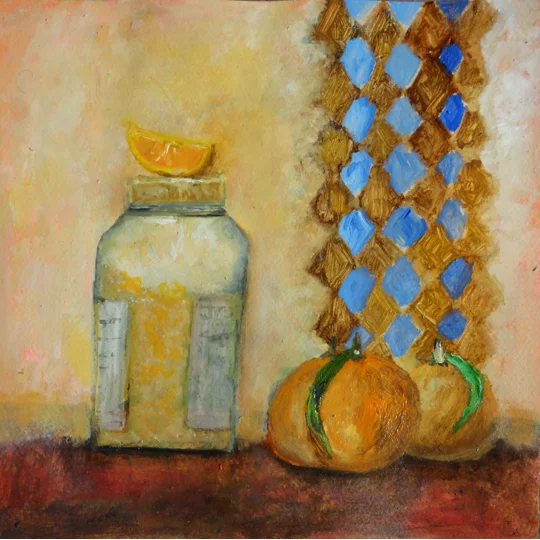 Orange Jam Bottle with Oranges Oil Painting