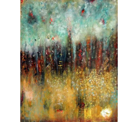 Abstract City Skyline Mixed Media Painting