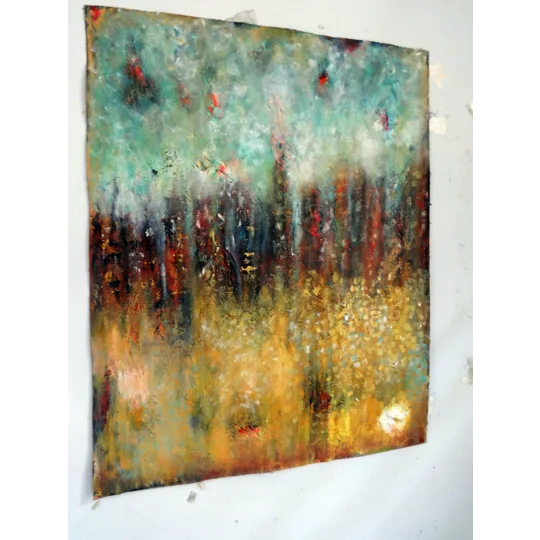 Abstract City Skyline Mixed Media Painting