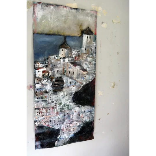 Santorini Abstract Oil Painting