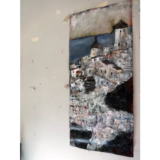 Santorini Abstract Oil Painting