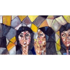 Friends - Abstract Mosaic Oil Painting