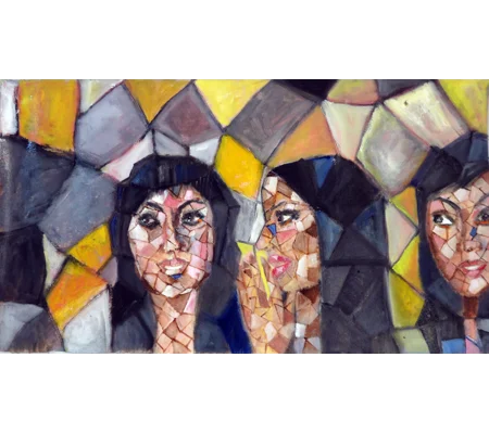 Friends - Abstract Mosaic Oil Painting