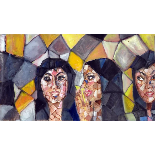Friends - Abstract Mosaic Oil Painting