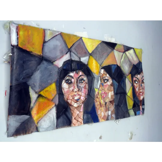 Friends - Abstract Mosaic Oil Painting