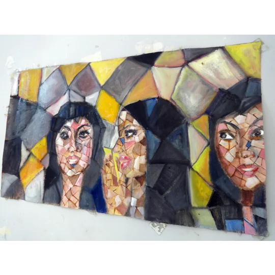 Friends - Abstract Mosaic Oil Painting