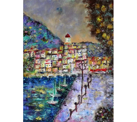 Amalfi Coast with Lemon Tree Oil Painting