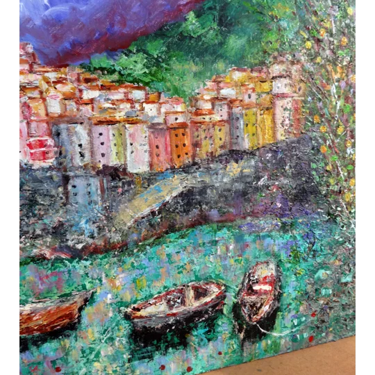 Cinque Terre with Lemon Tree – Textured Oil Painting