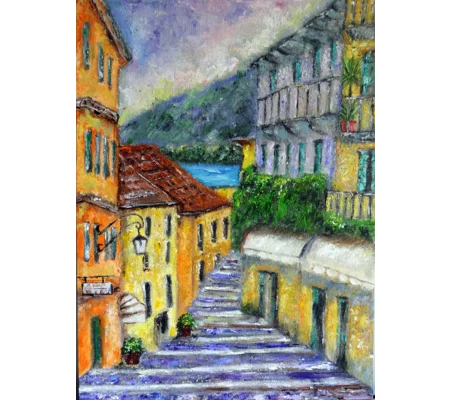 Original Hand-Painted Bellagio Italy Oil Painting | 16"X12"