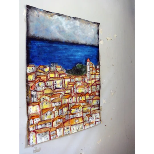 Corfu Seascape – Semi Abstract Oil Painting