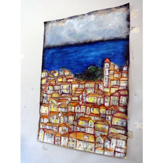 Corfu Seascape – Semi Abstract Oil Painting