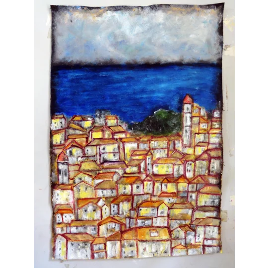 Corfu Seascape – Semi Abstract Oil Painting