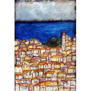 Corfu Seascape – Semi Abstract Oil Painting