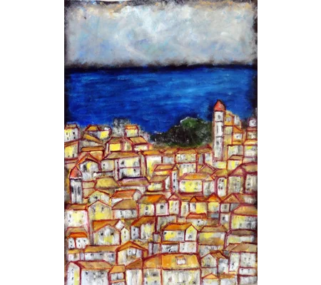 Corfu Seascape – Semi Abstract Oil Painting