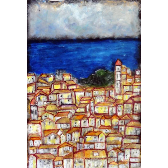Corfu Seascape – Semi Abstract Oil Painting