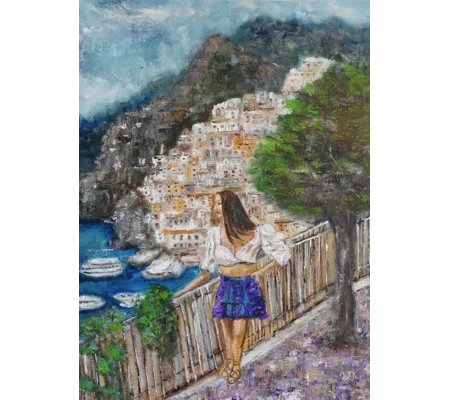 A Woman at Amalfi Coast Oil Painting