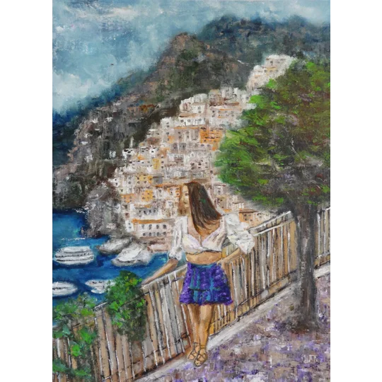 A Woman at Amalfi Coast Oil Painting