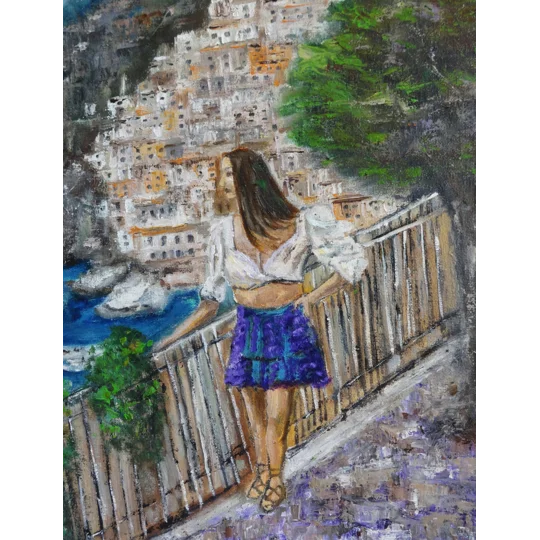 A Woman at Amalfi Coast Oil Painting