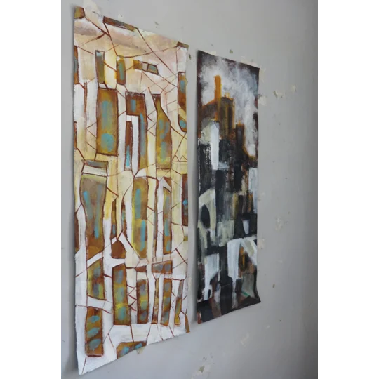 Imaginations Abstract Diptych Acrylic Paintings
