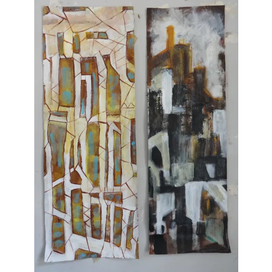 Imaginations Abstract Diptych Acrylic Paintings