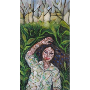Let's Go Back to Nature - Woman Enjoying Nature Mosaic Oil Painting