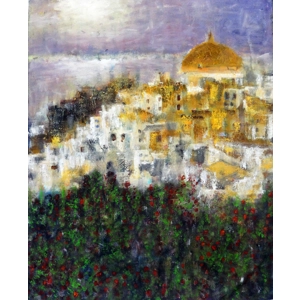 Santorini Landscape Semi Abstract Oil Painting