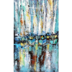 Reflections of the Harbor Abstract Acrylic Painting