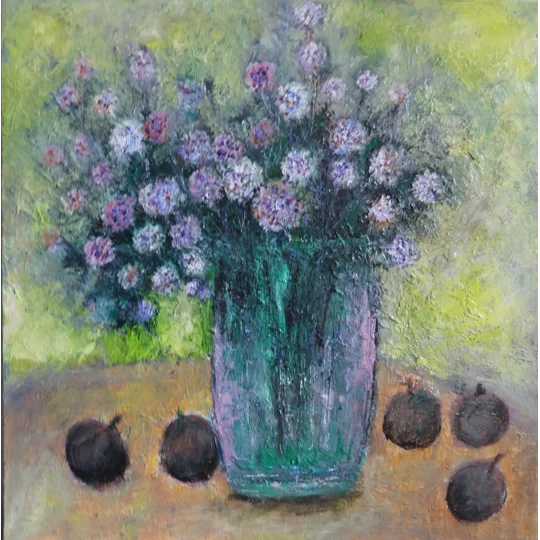 Original oil painting of flowers still life by contemporary artist Indrani Ghosh