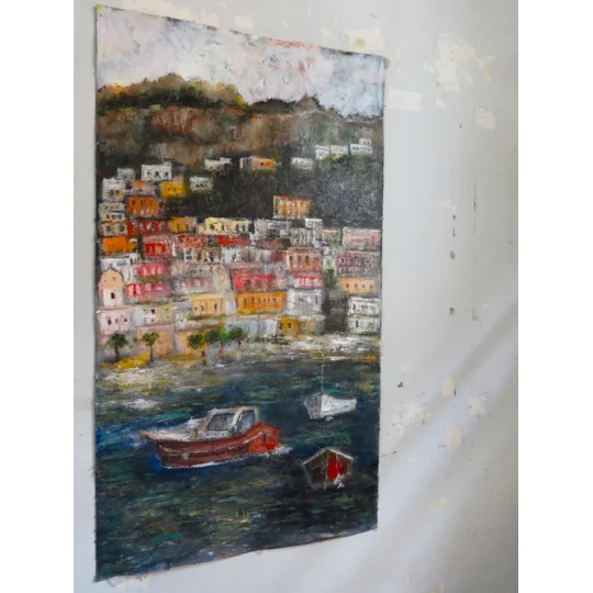 Original Hand-Painted Coastal Landscape Positano Oil Painting